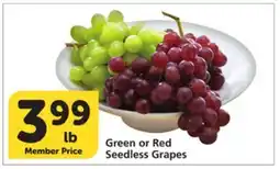 Vons Green or Red Seedless Grapes offer