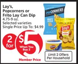 Vons Lay's, Popcorners or Frito Lay Can Dip offer