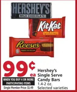 Vons Hershey's Single Serve Candy Bars offer