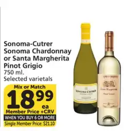 Vons Sonoma Chardonnay or Santa Margherita Pinot Grigio offer
