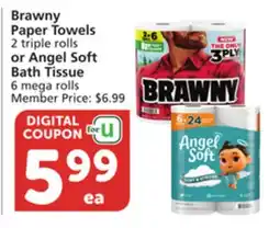 Vons Brawny Paper Towels 2 triple rolls or Angel Soft Bath Tissue 6 mega rolls offer