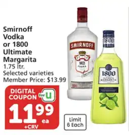 Vons Smirnoff Vodka or 1800 Ultimate Margarita offer