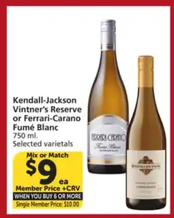Vons Kendall-Jackson Vintner's Reserve or Ferrari-Carano Fumé Blanc offer
