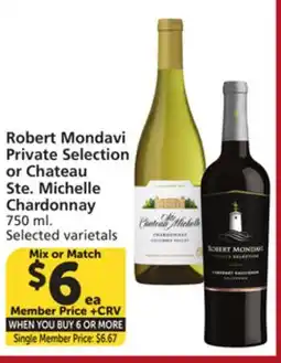 Albertsons Robert Mondavi Private Selection or Chateau Ste. Michelle Chardonnay offer