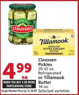 Albertsons Claussen Pickles 20-32 oz. Refrigerated or Tillamook Butter 16 oz offer
