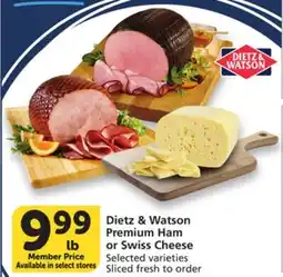 Vons Dietz & Watson Premium Ham or Swiss Cheese offer