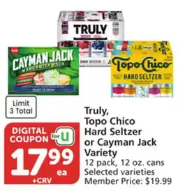 Albertsons Truly, Topo Chico Hard Seltzer or Cayman Jack Variety offer