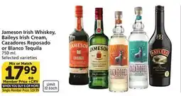 Albertsons Jameson Irish Whiskey, Baileys Irish Cream, Cazadores Reposado or Blanco Tequila offer