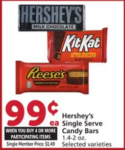 Albertsons Hershey's Single Serve Candy Bars offer