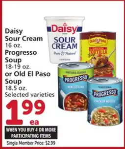 Albertsons Daisy Sour Cream 16 oz. Progresso Soup 18-19 oz. or Old El Paso Soup 18.5 oz offer