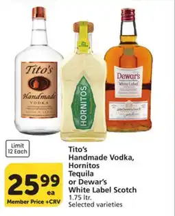 Albertsons Tito's Handmade Vodka, Hornitos Tequila or Dewar's White Label Scotch offer