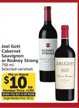 Albertsons Joel Gott Cabernet Sauvignon or Rodney Strong offer