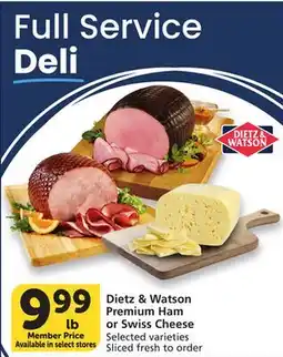 Albertsons Dietz & Watson Premium Ham or Swiss Cheese offer
