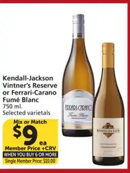 Albertsons Kendall-Jackson Vintner's Reserve or Ferrari-Carano Fumé Blanc offer
