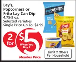 Albertsons Lay's, Popcorners or Frito Lay Can Dip offer