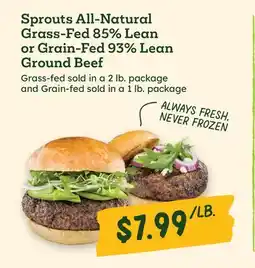 Sprouts Farmers Market Sprouts All-Natural Grass-Fed 85% Lean or Grain-Fed 93% Lean Ground Beef offer