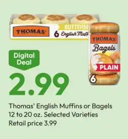 Stater Bros Thomas' English Muffins or Bagels offer
