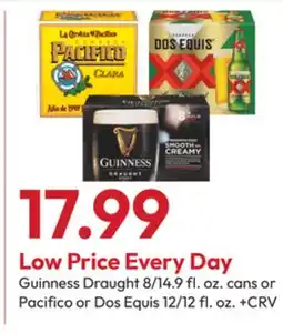 Stater Bros Guinness Draught 8/14.9 fl. oz. cans or Pacifico or Dos Equis 12/12 fl. oz offer