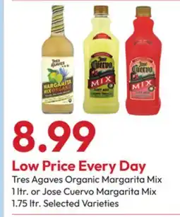 Stater Bros Tres Agaves Organic Margarita Mix 1 ltr. or Jose Cuervo Margarita Mix 1.75 ltr offer