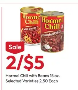 Stater Bros Hormel Chili with Beans offer