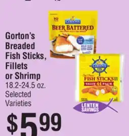Smart & Final Gorton's Breaded Fish Sticks, Fillets or Shrimp offer