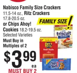 Smart & Final Nabisco Family Size Crackers, Ritz Crackers or Chips Ahoy! Cookies offer