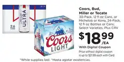 Ralphs Coors, Bud, Miller or Tecate offer