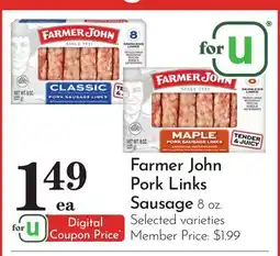 Pavilions Farmer John Pork Links Sausage offer