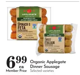 Pavilions Organic Applegate Dinner Sausage offer