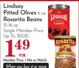 Pavilions Lindsay Pitted Olives 6 oz. Rosarita Beans 15-16 oz offer