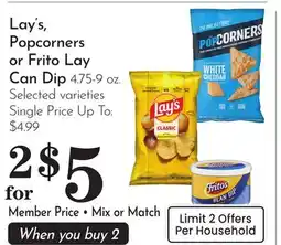 Pavilions Lay's, Popcorners or Frito Lay Can Dip offer