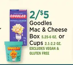 Heinen's Goodles Mac & Cheese Box 5.25-6 OZ. or Cups 2.1-2.2 OZ offer