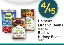 Heinen's Heinen's Organic Beans 15 OZ. or Bush's Kidney Beans 16 OZ offer