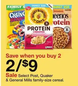 Target Select Post, Quaker & General Mills family-size cereal offer