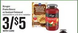 Mariano's Kroger Pasta Sauce or Instant Oatmeal offer