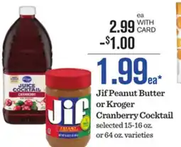 Mariano's Jif Peanut Butter or Kroger Cranberry Cocktail offer
