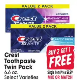 Jewel-Osco Crest Toothpaste Twin Pack offer