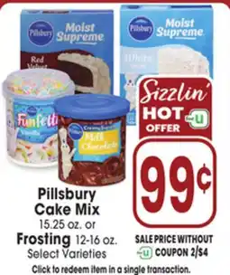 Jewel-Osco Pillsbury Cake Mix 15.25 oz. or Frosting 12-16 oz offer