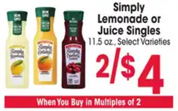 Jewel-Osco Simply Lemonade or Singles offer