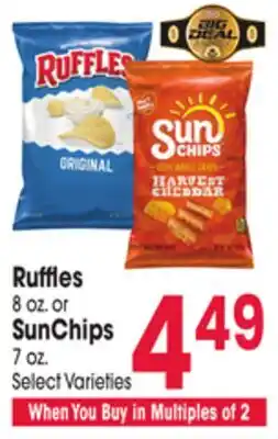 Jewel-Osco Ruffles 8 oz. or SunChips 7 oz offer
