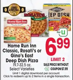 Jewel-Osco Home Run Inn Classic, Rosati's or Gino's East Deep Dish Pizza offer