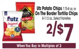 Jewel-Osco Utz Potato Chips 7.75-8 oz. or On The Border Tortilla Chips 8-11.5 oz offer