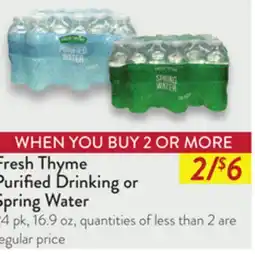 Fresh Thyme Purified Drinking or Spring Water offer