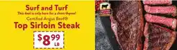 Fresh Thyme Certified Angus Beef Top Sirloin Steak offer