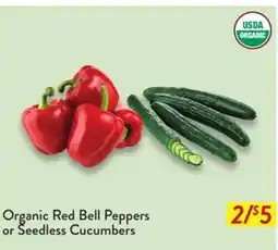 Fresh Thyme Organic Red Bell Peppers or Seedless Cucumbers offer