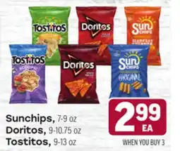 Tony’s Fresh Market Sunchips, 7-9oz., Doritos, 9-10.75oz., Tostitos, 9-13oz offer