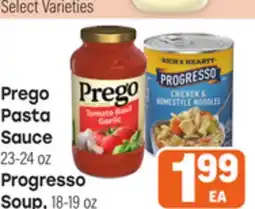 Tony’s Fresh Market Prego Pasta Sauce 23-24oz Progresso Soup, 18-19oz offer