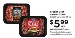 Kroger Kroger Beef Shaved Steak offer