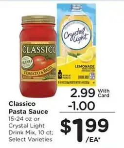 Kroger Classico Pasta Sauce or Crystal Light Drink Mix offer