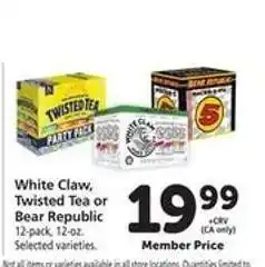 Safeway White Claw, Twisted Tea or Bear Republic offer